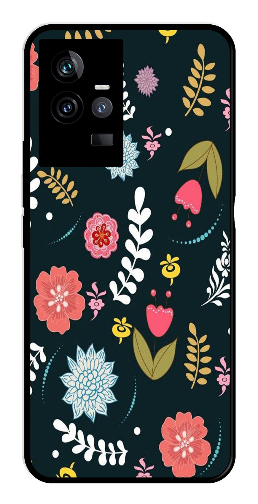 Floral Pattern2 Metal Mobile Case for IQOO 11 5G   (Design No -12)