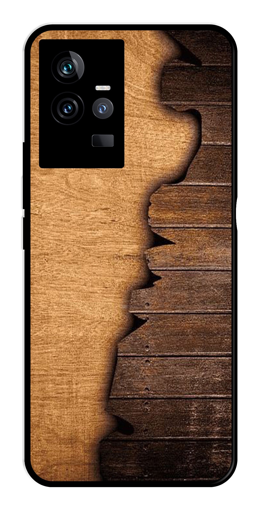 Wooden Design Metal Mobile Case for IQOO 11 5G   (Design No -13)