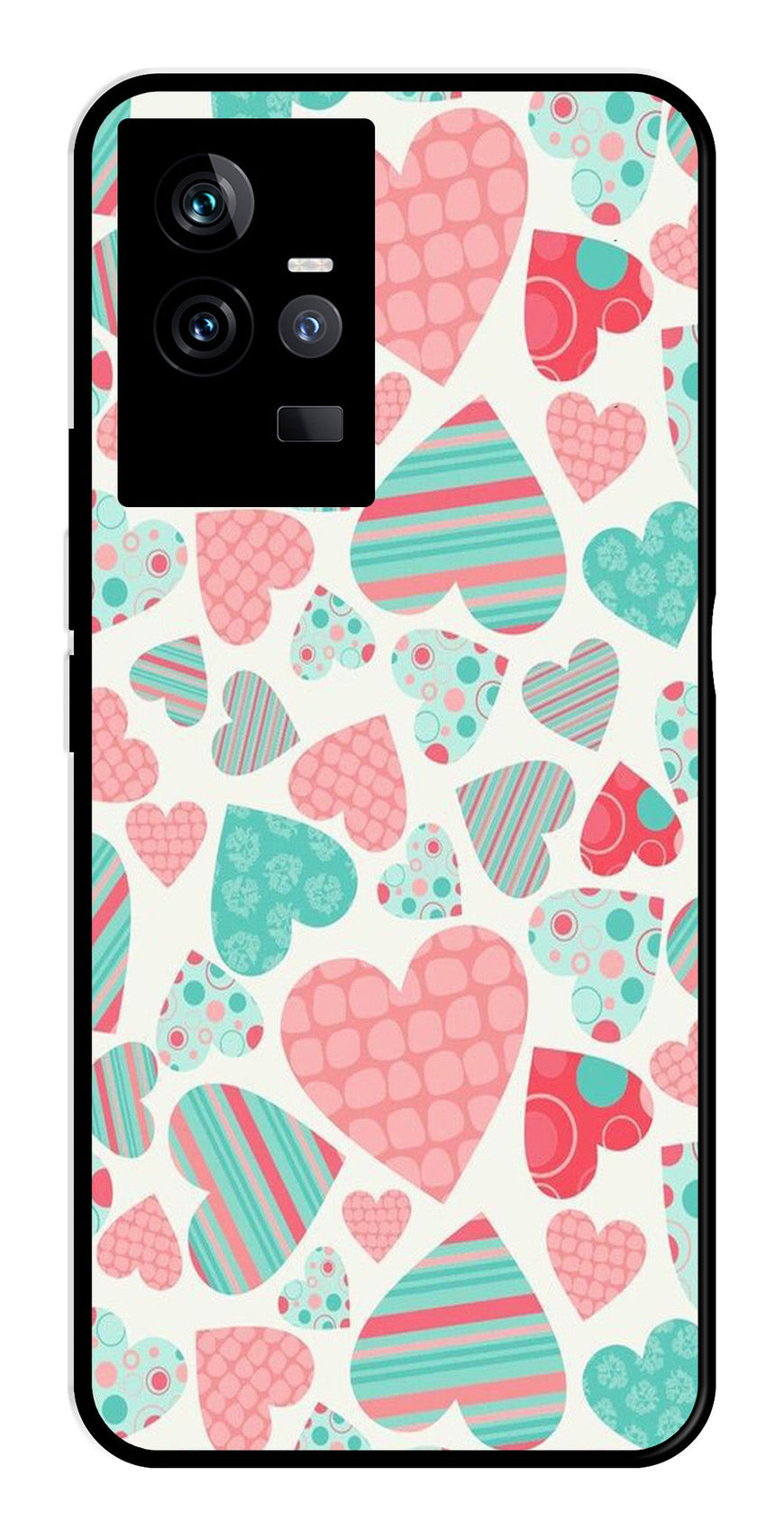 Hearts Pattern Metal Mobile Case for IQOO 11 5G   (Design No -22)