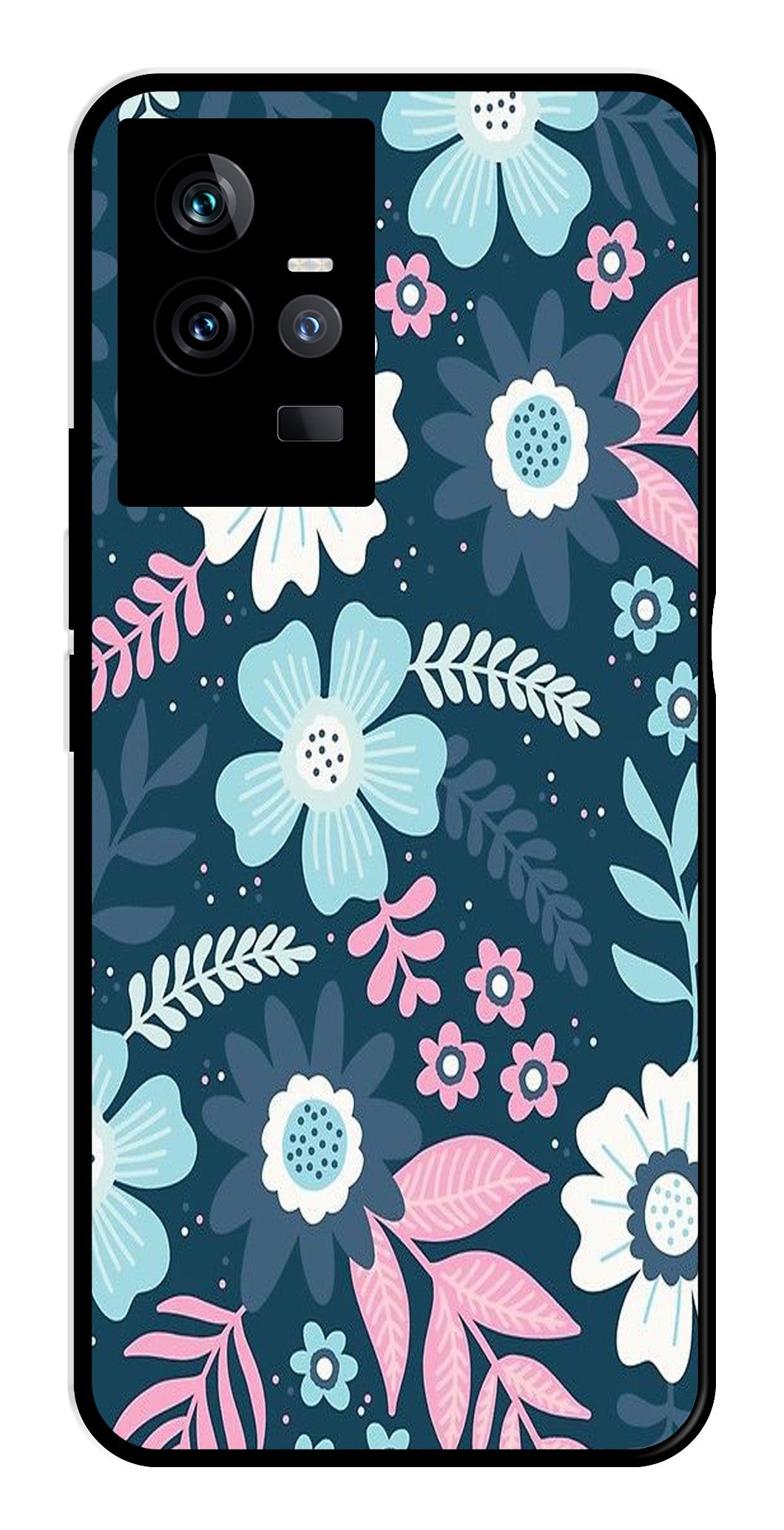 Flower Leaves Design Metal Mobile Case for IQOO 11 5G   (Design No -50)