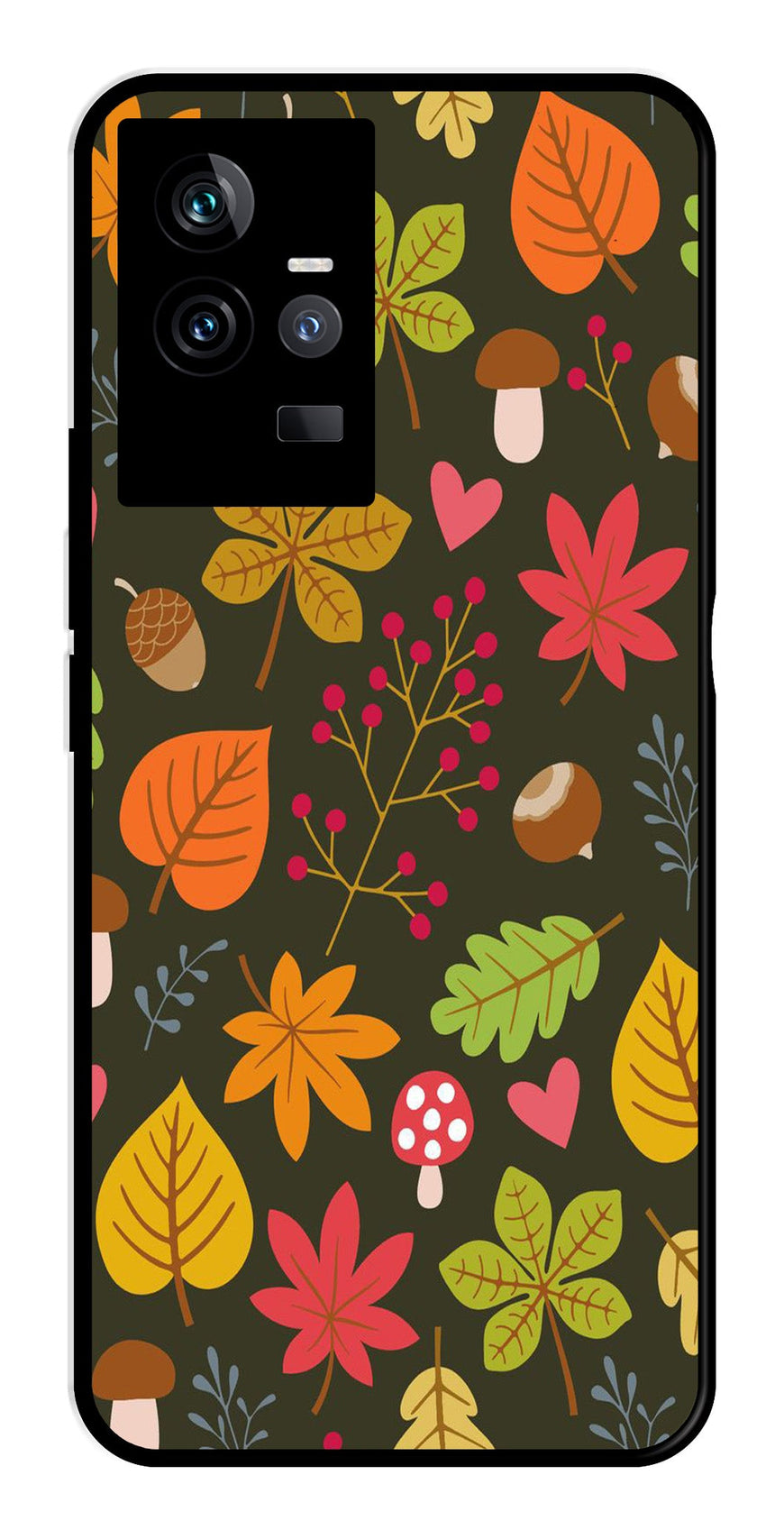 Leaves Design Metal Mobile Case for IQOO 11 5G   (Design No -51)