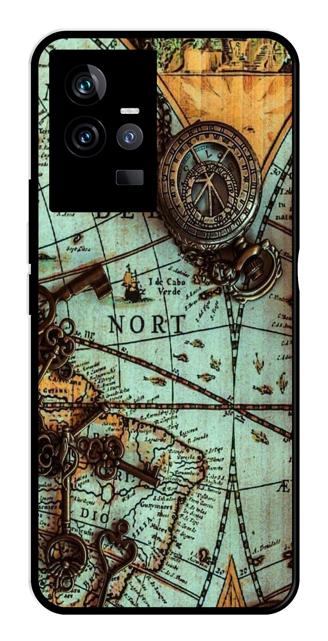 Map Design Metal Mobile Case for IQOO 11 5G   (Design No -54)