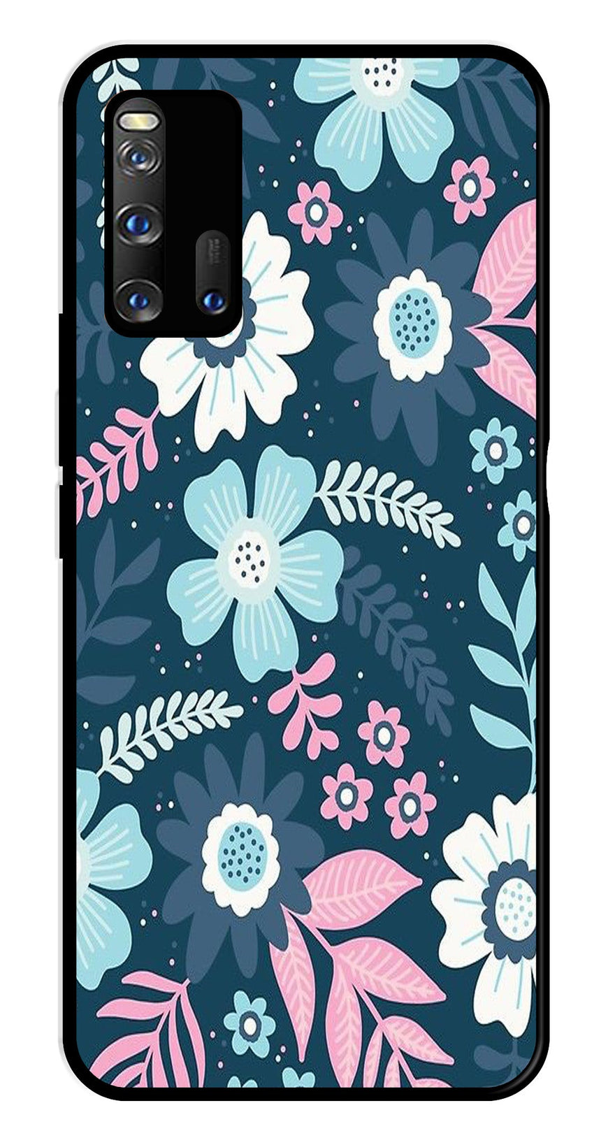 Flower Leaves Design Metal Mobile Case for iQOO 3 5G   (Design No -50)