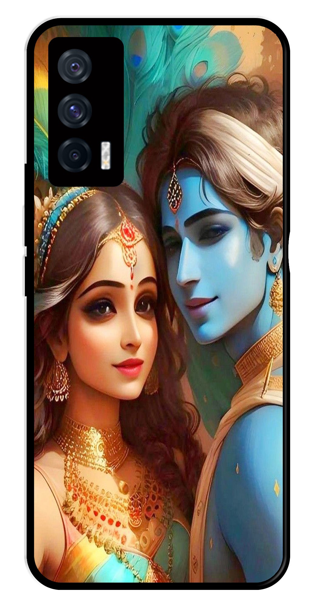 Lord Radha Krishna Metal Mobile Case for iQOO 7 5G   (Design No -01)