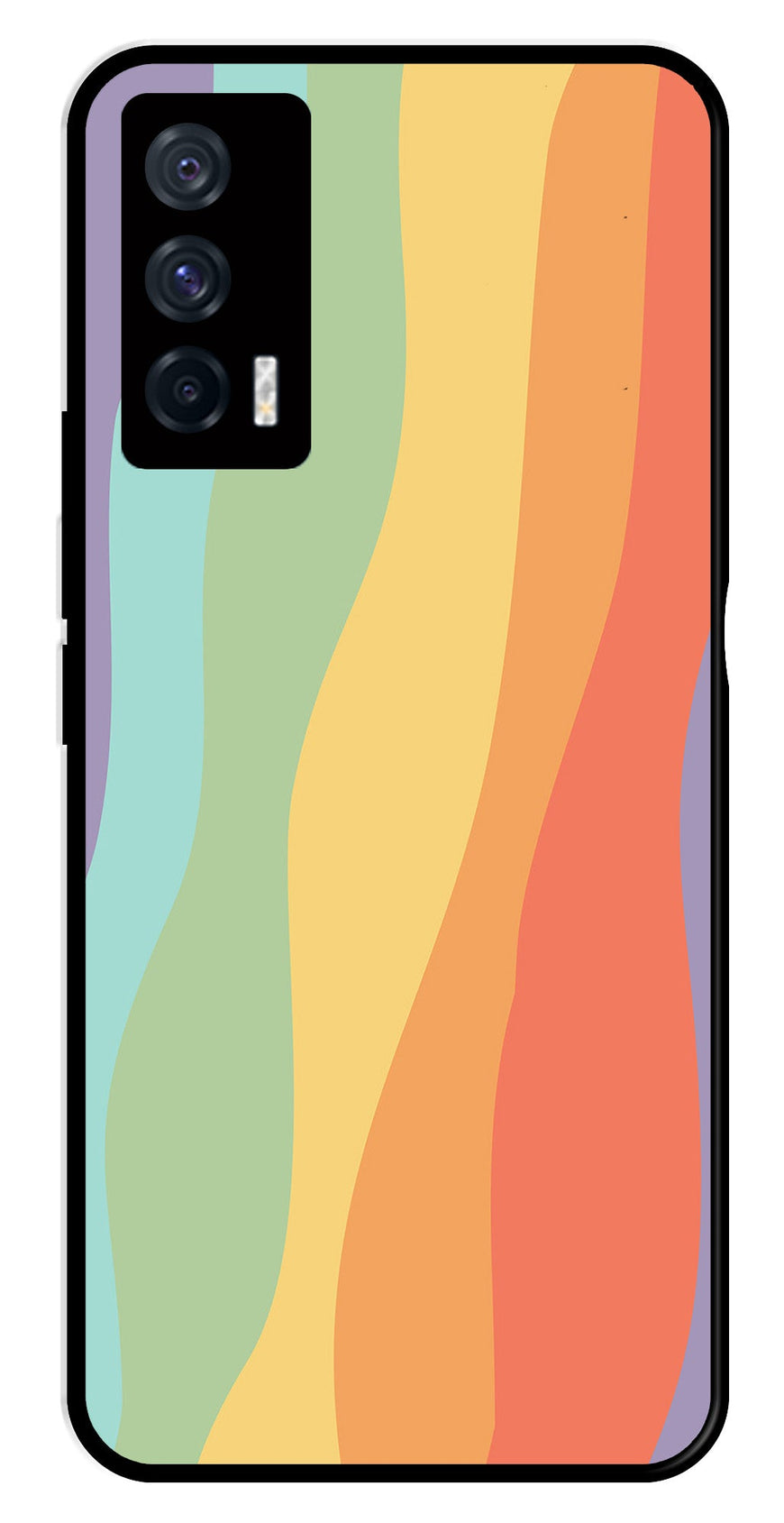 Muted Rainbow Metal Mobile Case for iQOO 7 5G   (Design No -02)