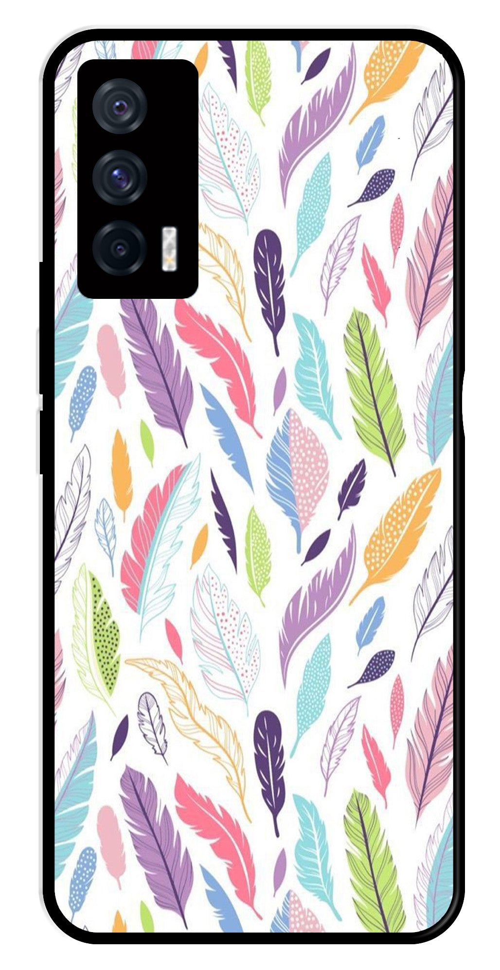 Colorful Feathers Metal Mobile Case for iQOO 7 5G   (Design No -06)