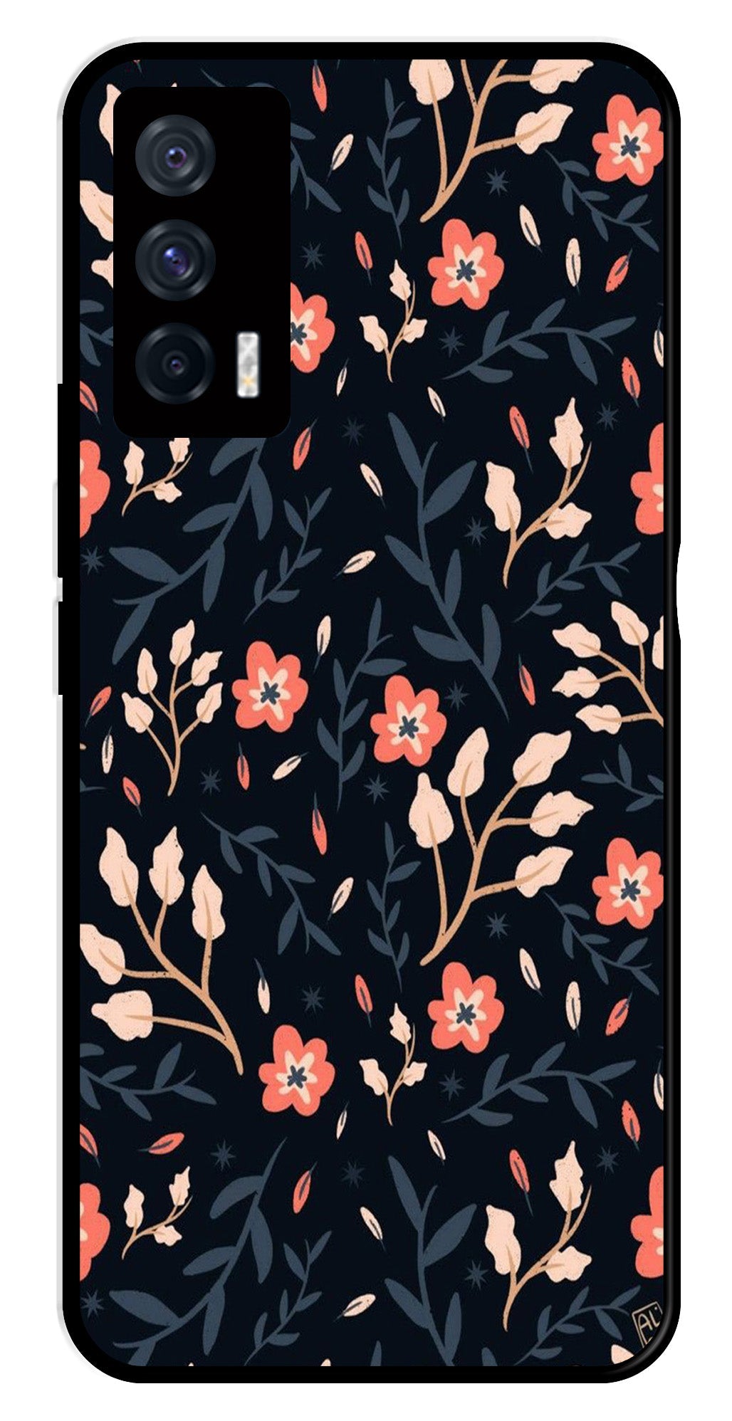 Floral Pattern Metal Mobile Case for iQOO 7 5G   (Design No -10)