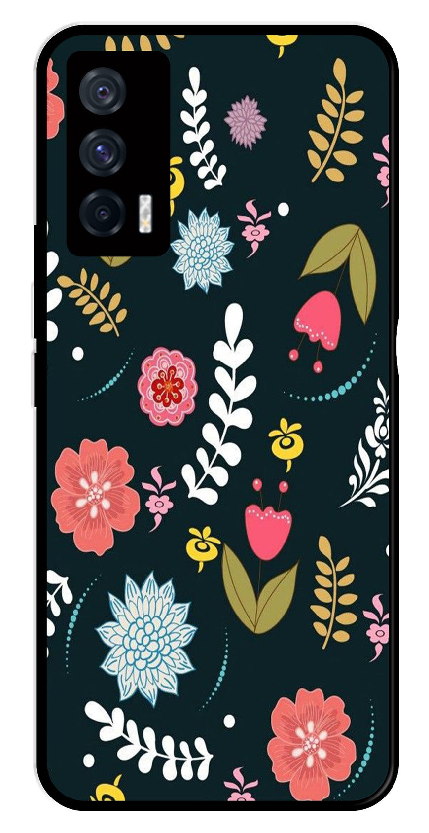 Floral Pattern2 Metal Mobile Case for iQOO 7 5G   (Design No -12)