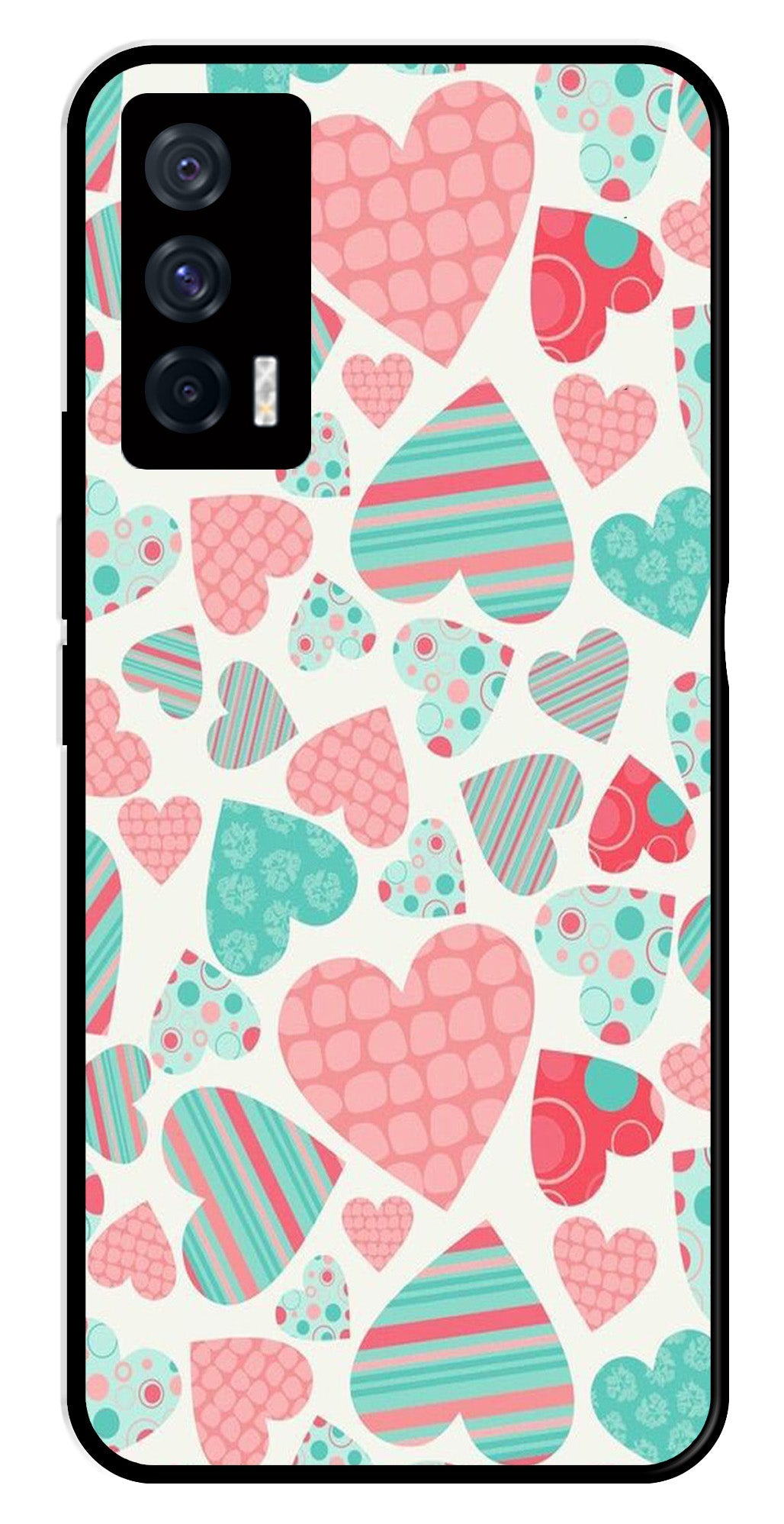 Hearts Pattern Metal Mobile Case for iQOO 7 5G   (Design No -22)