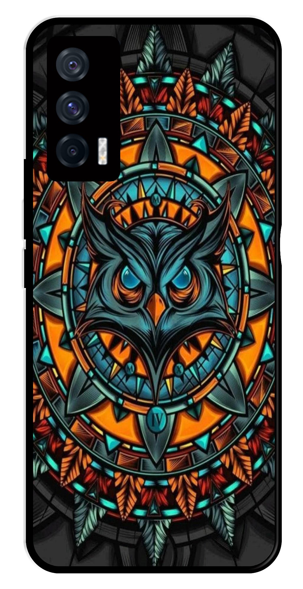 Owl Pattern Metal Mobile Case for iQOO 7 5G   (Design No -42)