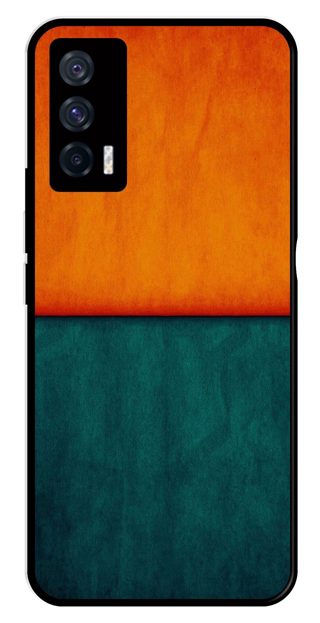 Orange Green Pattern Metal Mobile Case for iQOO 7 5G   (Design No -45)