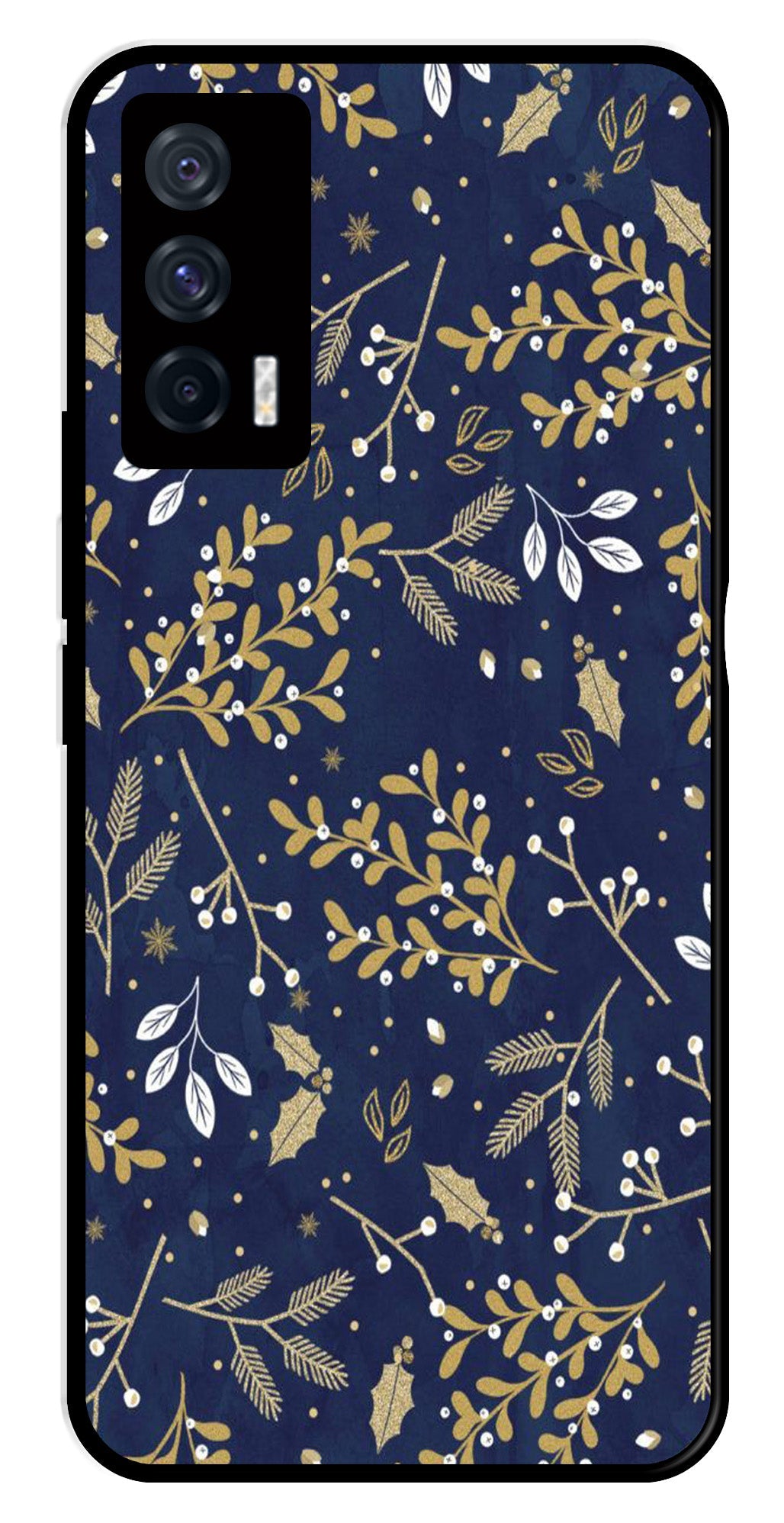 Floral Pattern  Metal Mobile Case for iQOO 7 5G   (Design No -52)