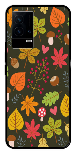 Leaves Design Metal Mobile Case for iQOO 9 5G   (Design No -51)