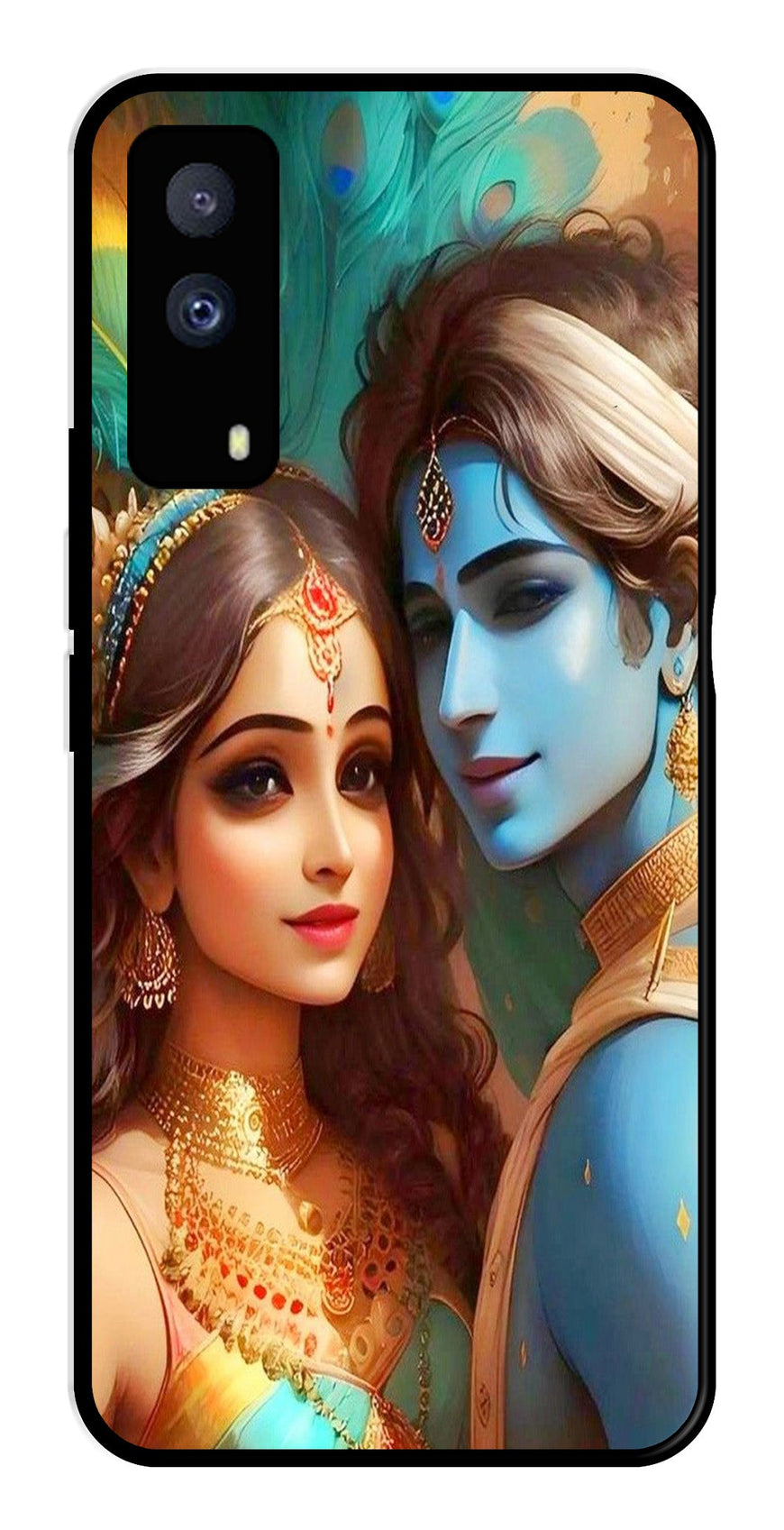 Lord Radha Krishna Metal Mobile Case for iQOO Z5X 5G   (Design No -01)