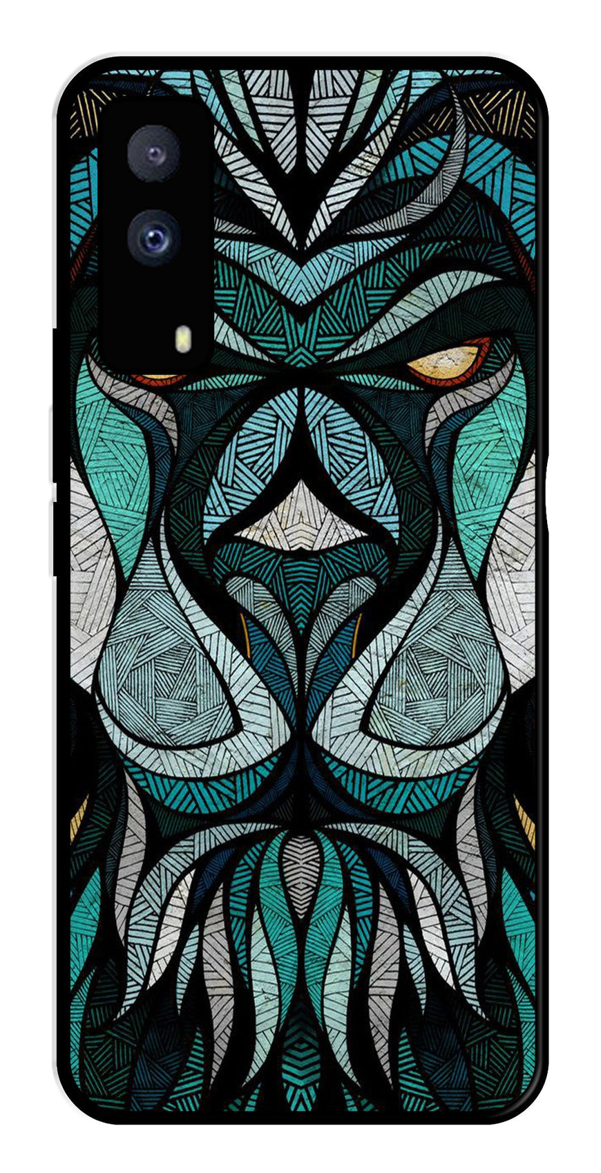 Lion Pattern Metal Mobile Case for iQOO Z5X 5G   (Design No -40)