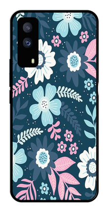 Flower Leaves Design Metal Mobile Case for iQOO Z5X 5G