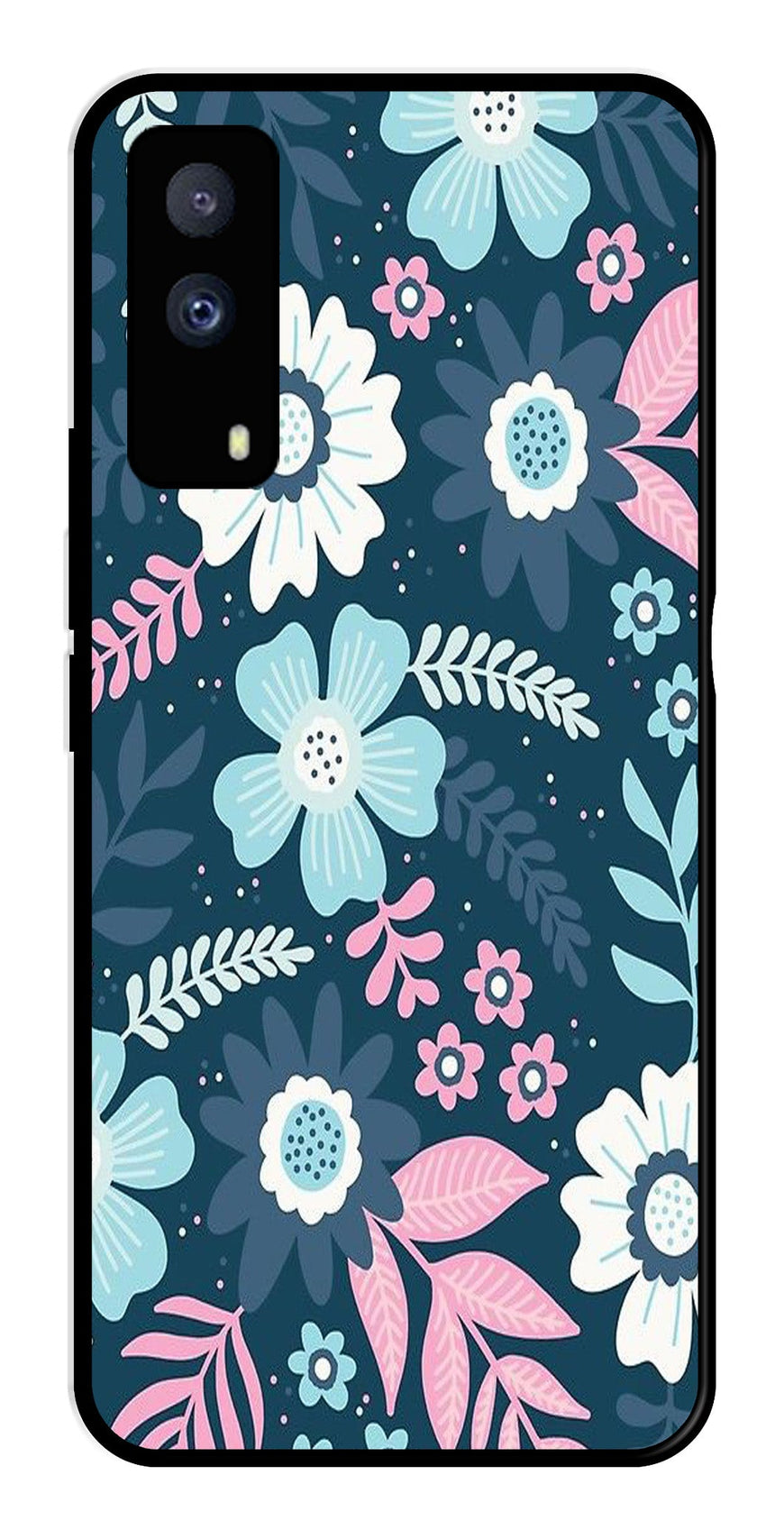 Flower Leaves Design Metal Mobile Case for iQOO Z5X 5G   (Design No -50)