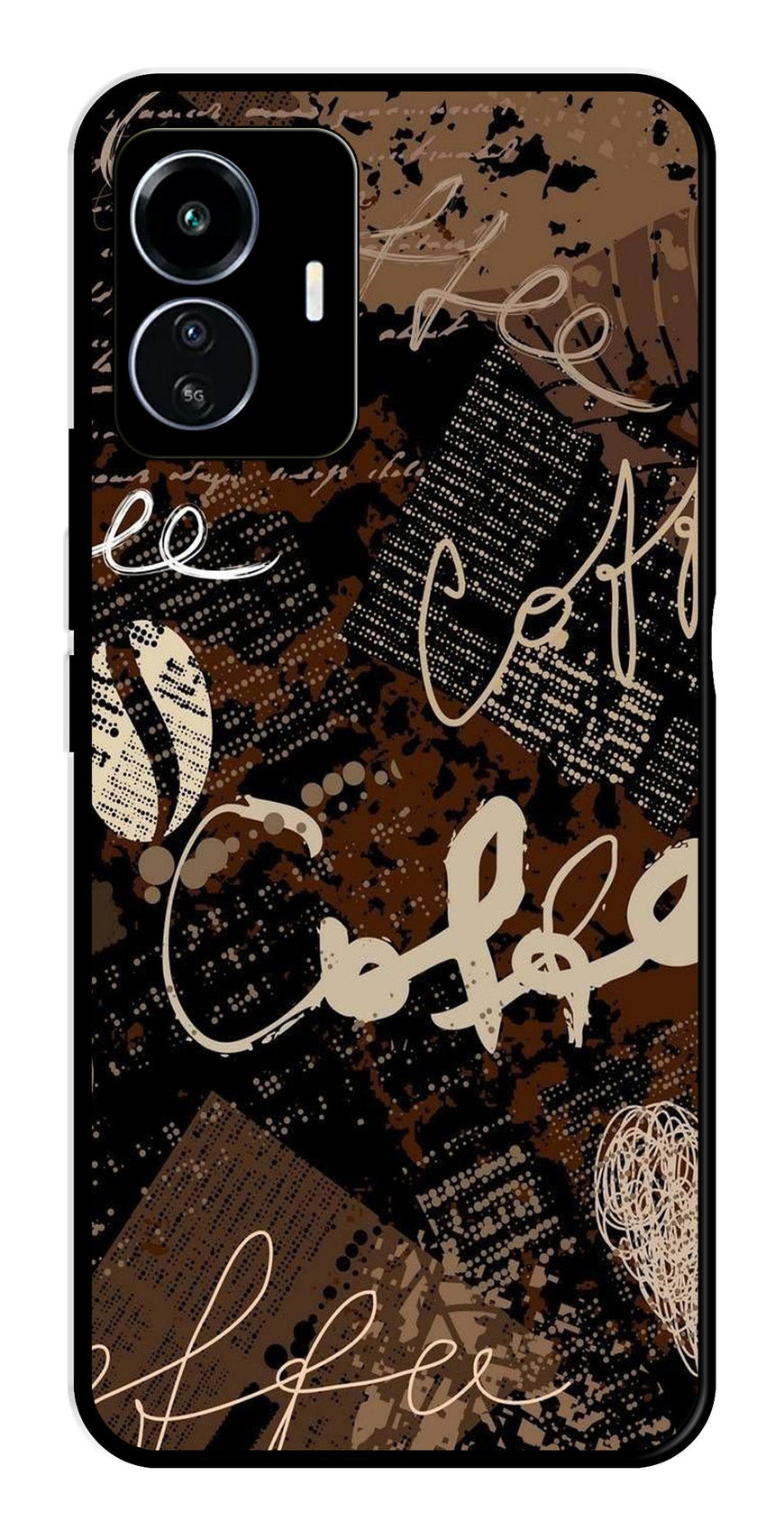 Coffee Pattern Metal Mobile Case for iQOO Z6 Lite   (Design No -37)