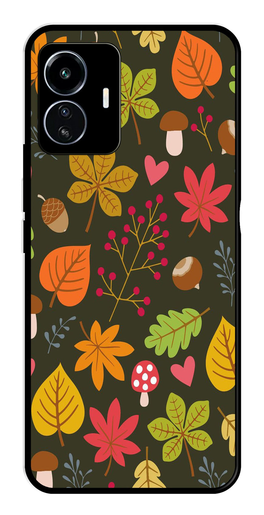 Leaves Design Metal Mobile Case for iQOO Z6 Lite   (Design No -51)