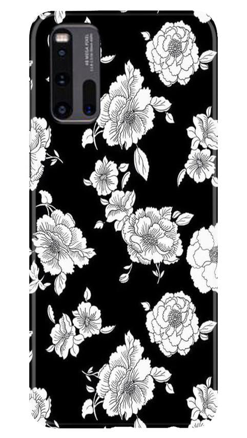 White flowers Black Background Case for Vivo iQ00 3