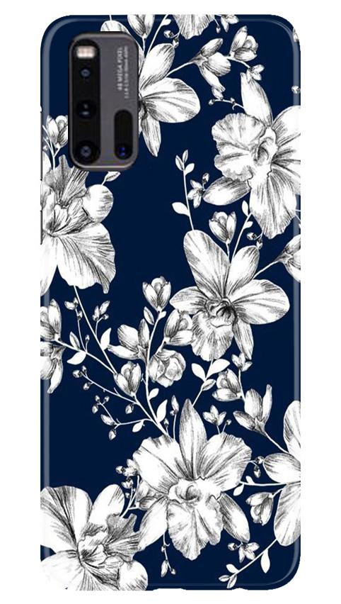 White flowers Blue Background Case for Vivo iQ00 3