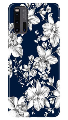 White flowers Blue Background Mobile Back Case for Vivo iQ00 3 (Design - 14)