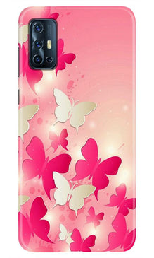 White Pick Butterflies Mobile Back Case for Vivo V17 (Design - 28)