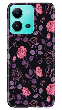 Rose Black Background Mobile Back Case for Vivo V25 5G (Design - 27)