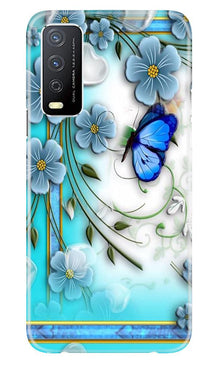 Blue Butterfly Mobile Back Case for Vivo Y12s (Design - 21)