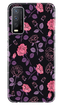 Rose Black Background Mobile Back Case for Vivo Y12s (Design - 27)