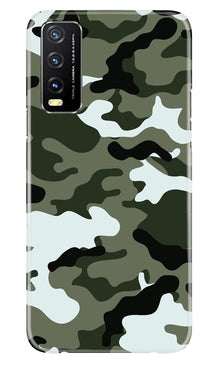 Army Camouflage Mobile Back Case for Vivo Y20A  (Design - 108)