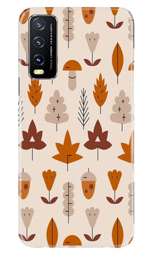 Leaf Pattern Art Mobile Back Case for Vivo Y20A  (Design - 132)