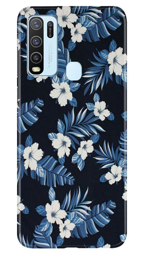 White flowers Blue Background2 Case for Vivo Y30