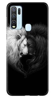 Dark White Lion Mobile Back Case for Vivo Y30  (Design - 140)