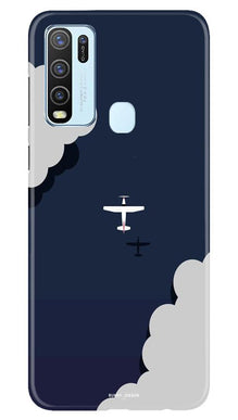 Clouds Plane Mobile Back Case for Vivo Y30 (Design - 196)