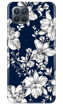 White flowers Blue Background Mobile Back Case for Oppo A93 (Design - 14)