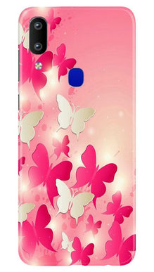 White Pick Butterflies Mobile Back Case for Vivo Y91 (Design - 28)