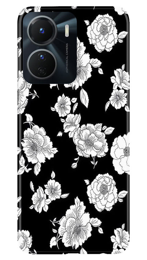 White flowers Black Background Case for Vivo T2X 5G