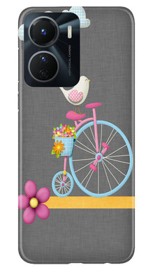 Sparron with cycle Mobile Back Case for Vivo T2X 5G (Design - 34)