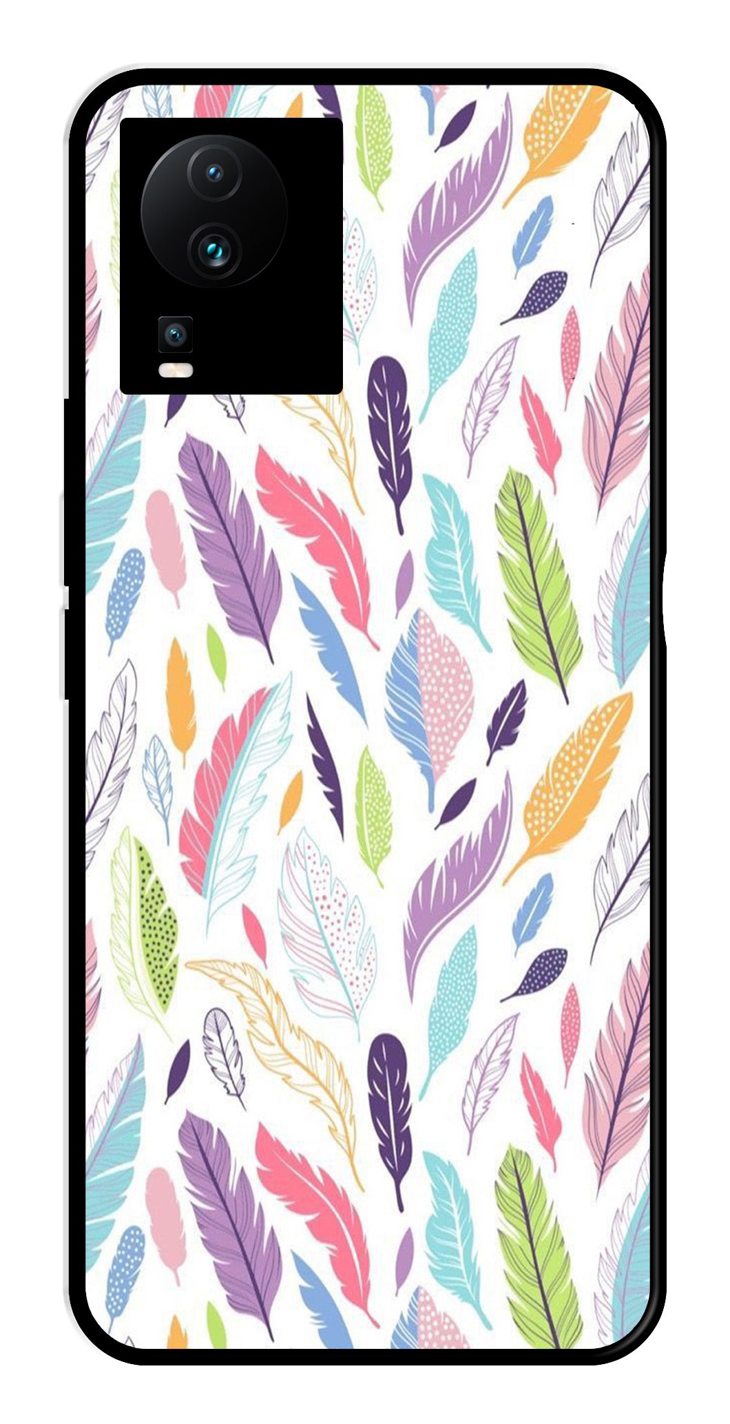 Colorful Feathers Metal Mobile Case for iQOO Neo 7   (Design No -06)