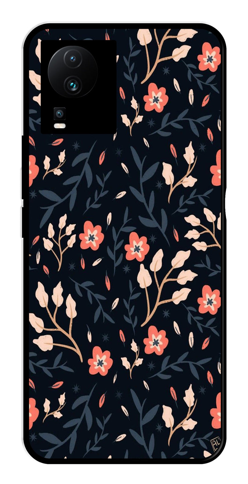 Floral Pattern Metal Mobile Case for iQOO Neo 7   (Design No -10)