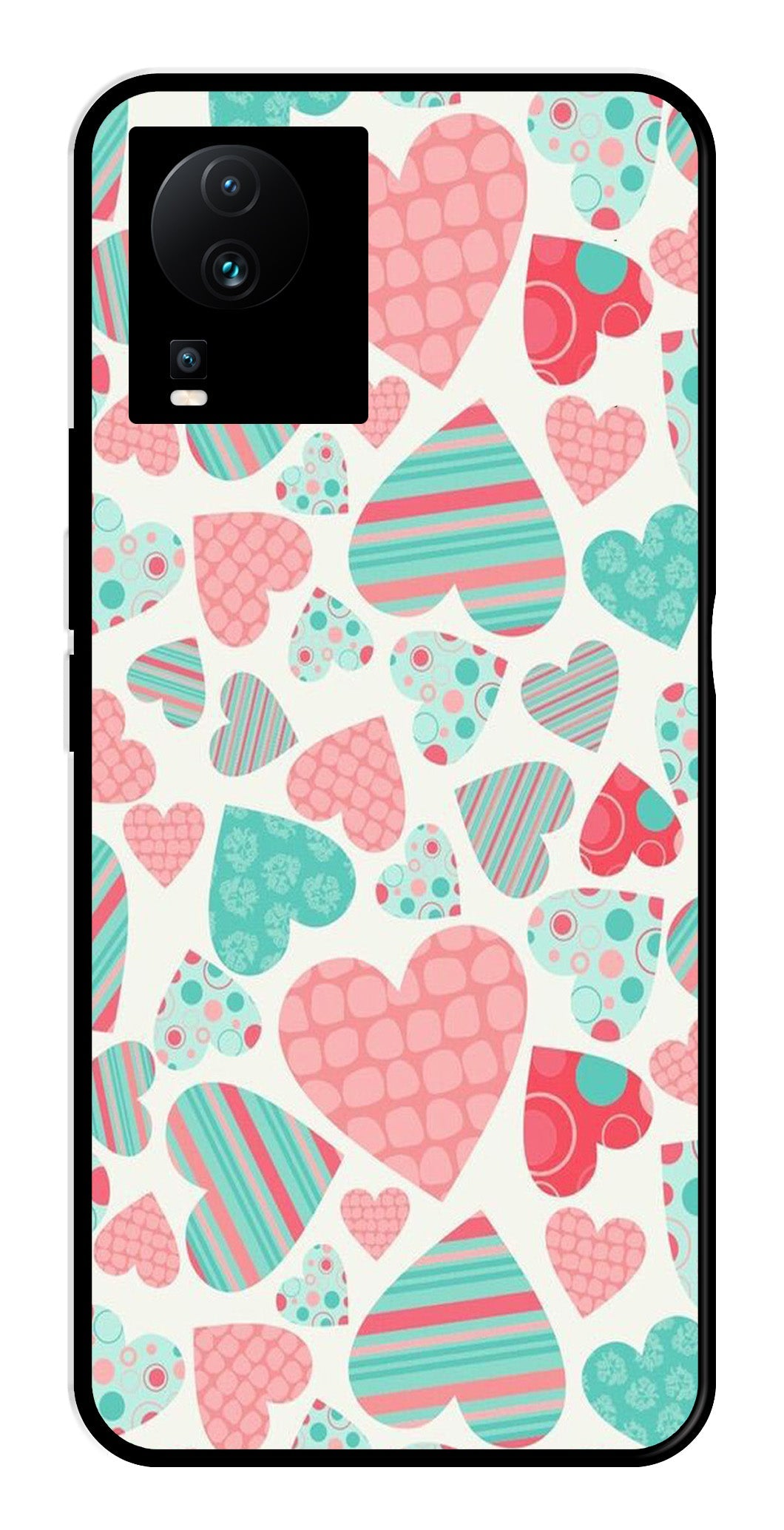 Hearts Pattern Metal Mobile Case for iQOO Neo 7   (Design No -22)