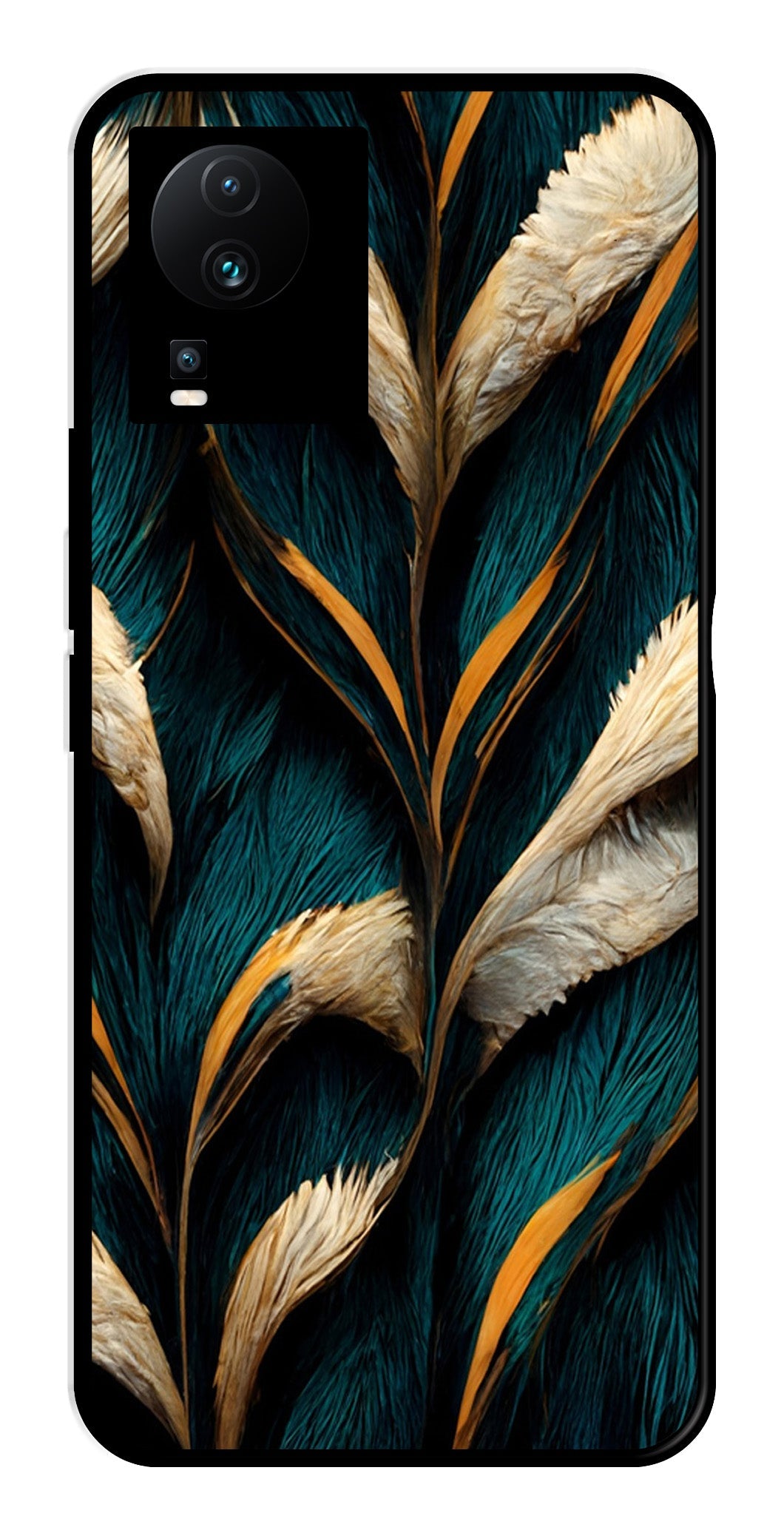 Feathers Metal Mobile Case for iQOO Neo 7   (Design No -30)