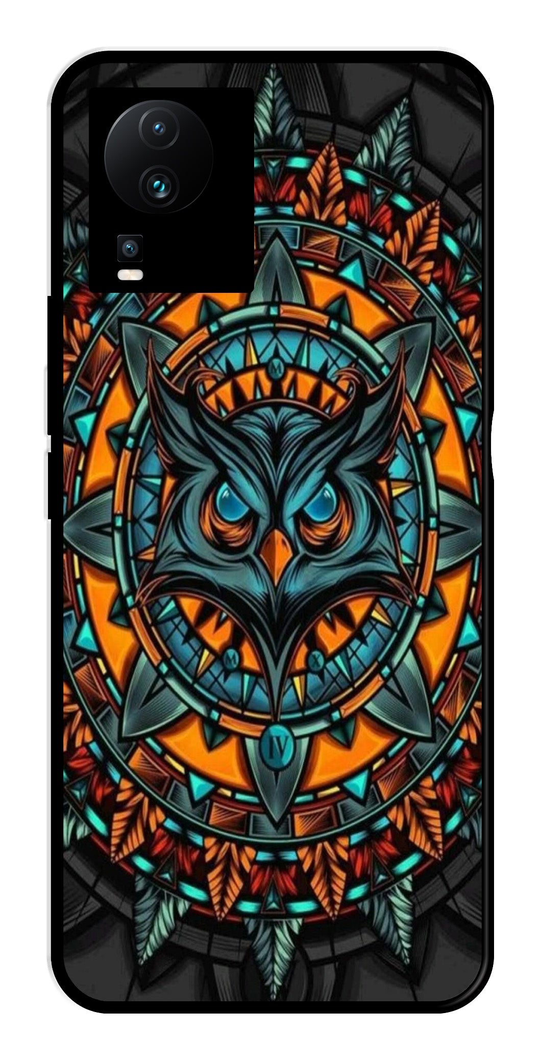 Owl Pattern Metal Mobile Case for iQOO Neo 7   (Design No -42)