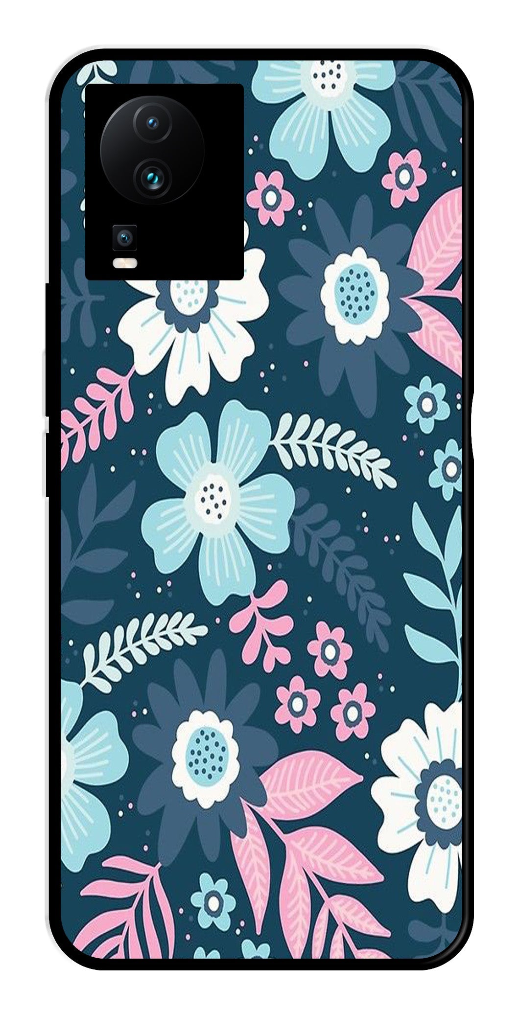 Flower Leaves Design Metal Mobile Case for iQOO Neo 7   (Design No -50)