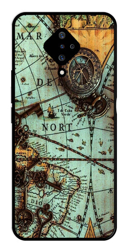 Map Design Metal Mobile Case for Vivo S1 Pro   (Design No -54)