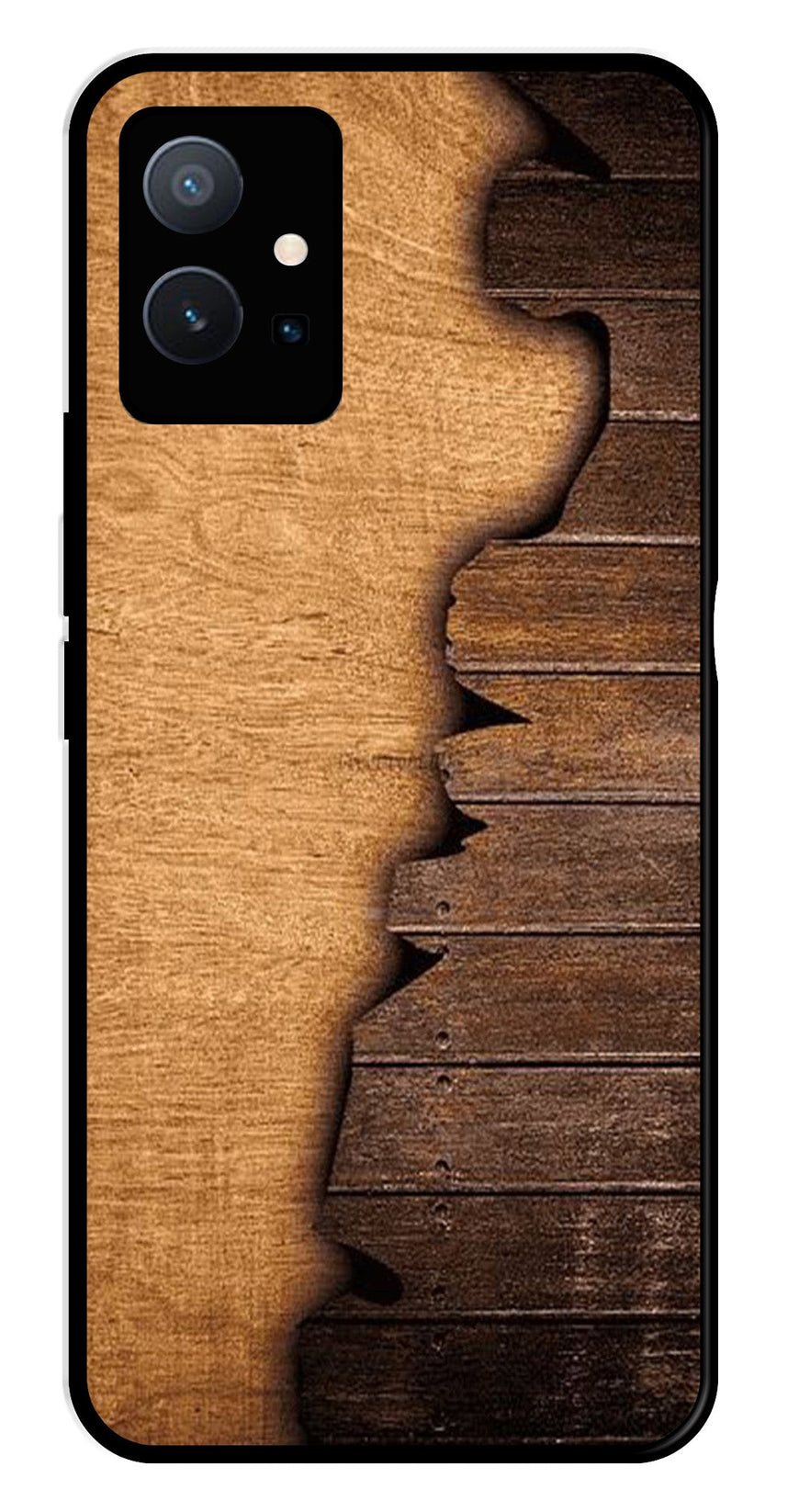 Wooden Design Metal Mobile Case for Vivo T1 5G   (Design No -13)