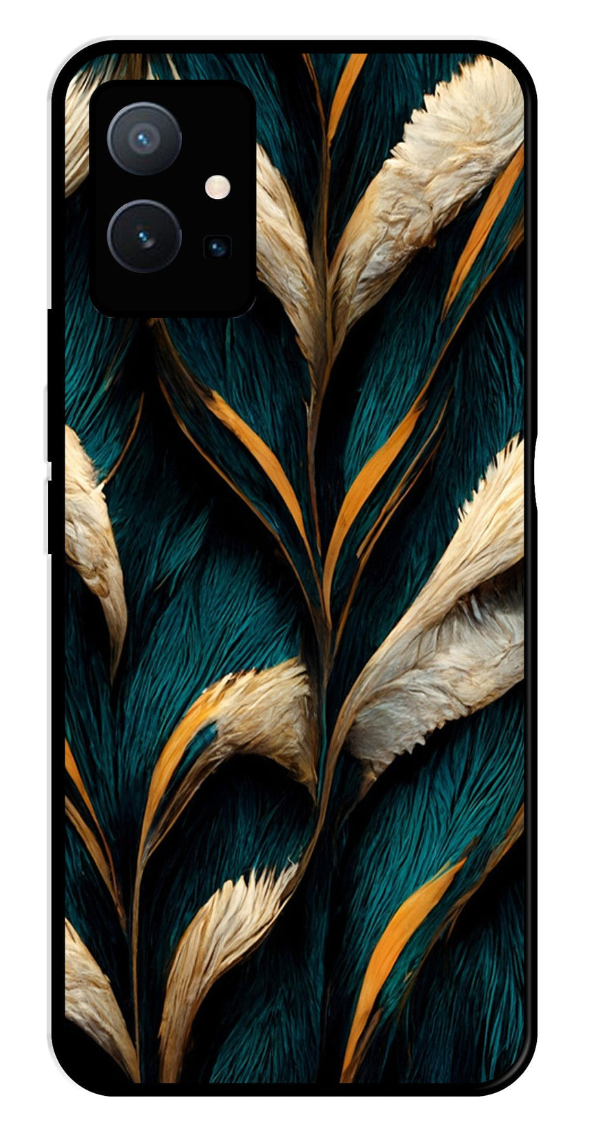 Feathers Metal Mobile Case for Vivo Y75 5G   (Design No -30)