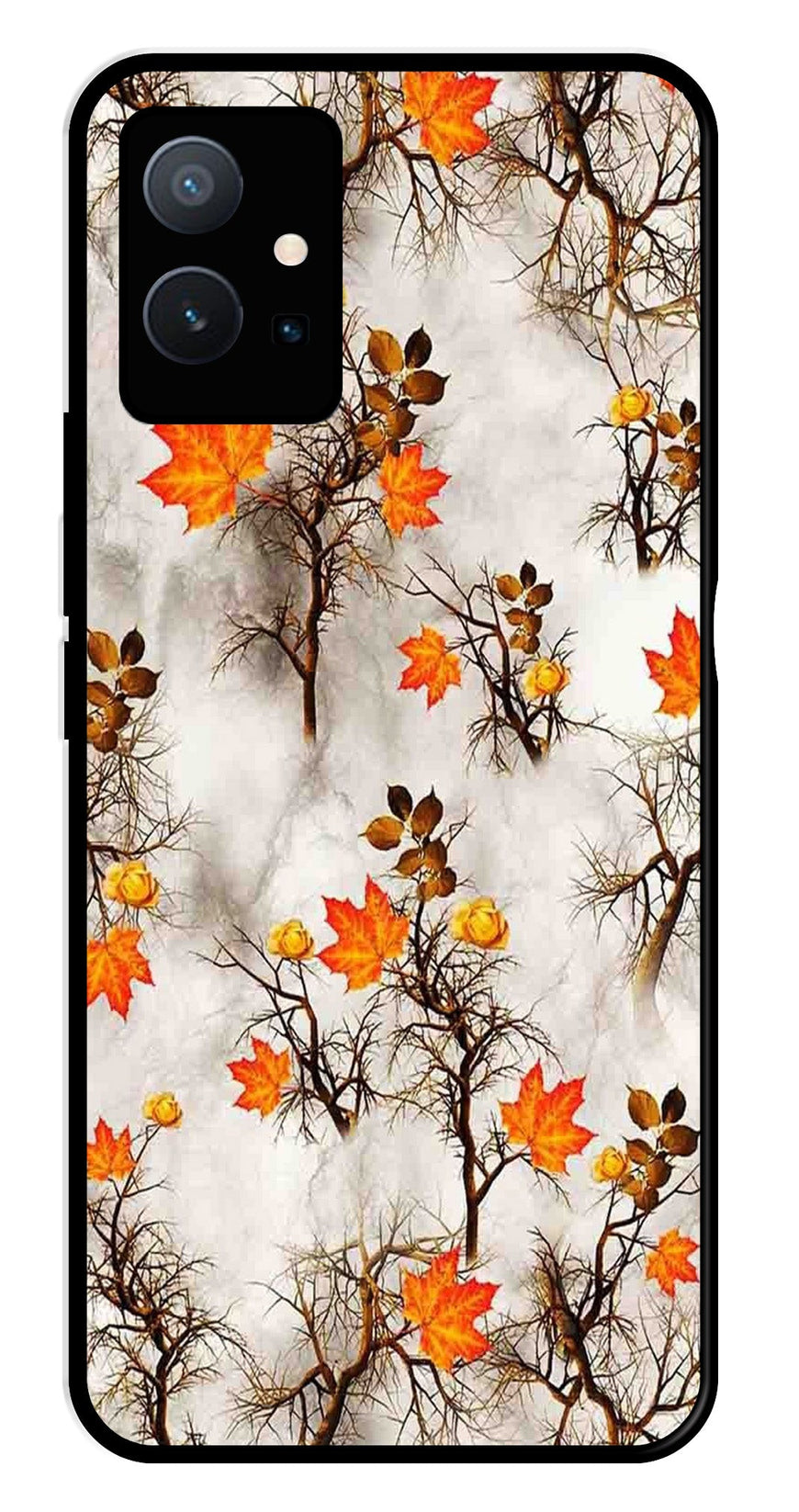 Autumn leaves Metal Mobile Case for Vivo Y75 5G   (Design No -55)