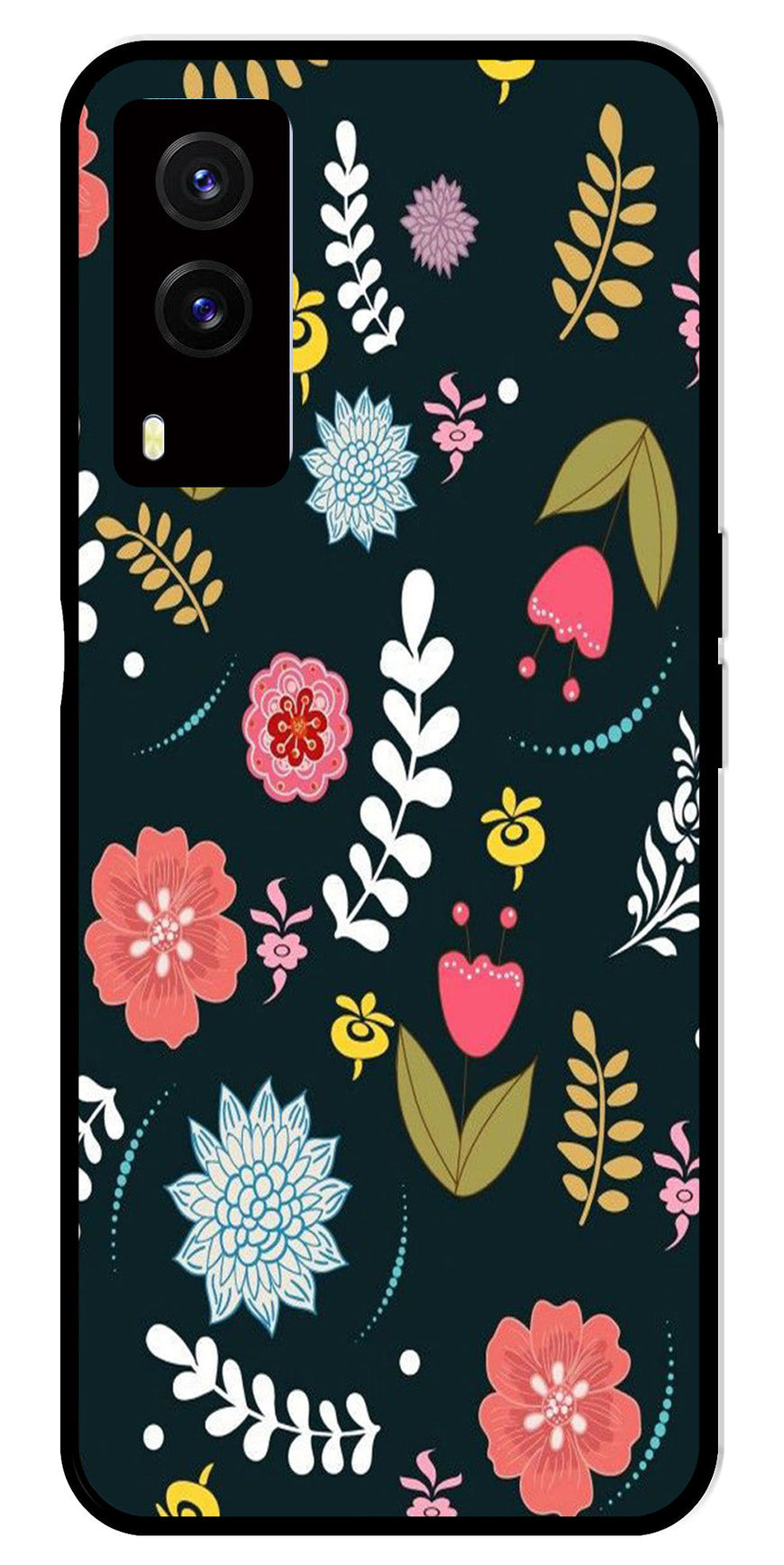 Floral Pattern2 Metal Mobile Case for Vivo V21E 5G   (Design No -12)